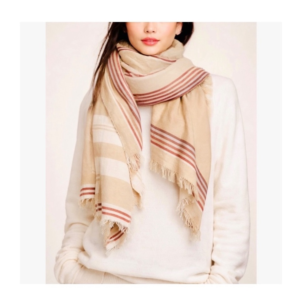 Aritzia Wilfred 100% Wool All-Season Blanket Scarf Wrap 66"x53" excluding fring
